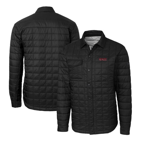 Men's Cutter & Buck Black Texas Tech Red Raiders Team Logo Big & Tall Rainier PrimaLoft Eco Insulated Quilted Button-Up