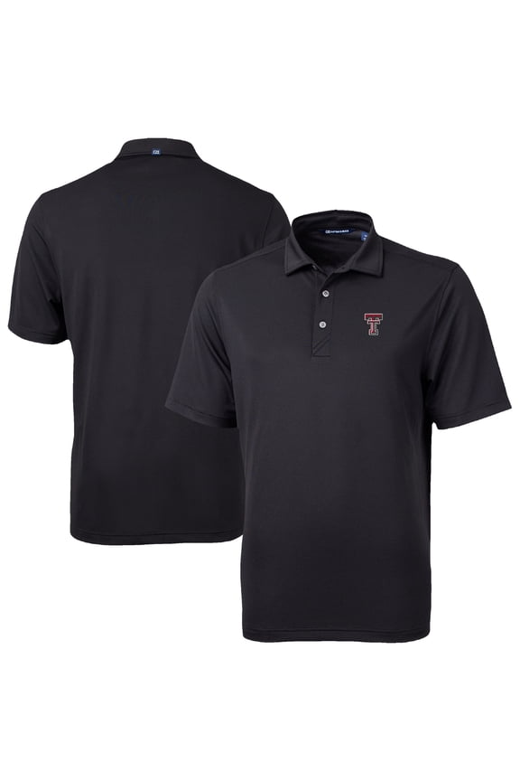 Men's Cutter & Buck Black Texas Tech Red Raiders Virtue Eco Pique Recycled Polo