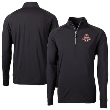 Men's-Cutter & Buck  Black Toronto FC Adapt Eco Knit Stretch Recycled Raglan Quarter-Zip Pullover Top