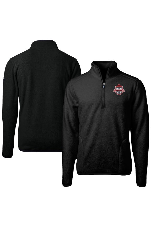 Men's Cutter & Buck  Black Toronto FC Big & Tall Cascade Eco Sherpa Fleece Quarter-Zip Pullover Jacket