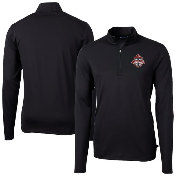 Men's-Cutter & Buck  Black Toronto FC Big & Tall Virtue Eco Pique Recycled Quarter-Zip Top