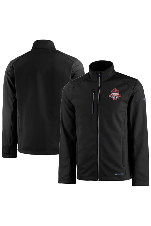 Men's-Cutter & Buck Black Toronto FC Evoke Eco Softshell Recycled Full-Zip Jacket