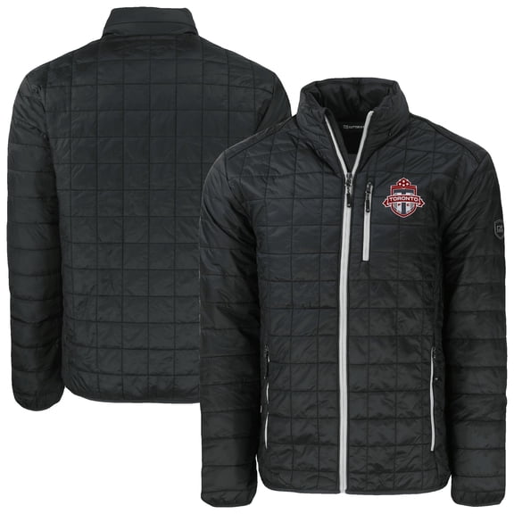 Men's-Cutter & Buck  Black Toronto FC Rainier PrimaLoft Eco Insulated Full-Zip Puffer Jacket