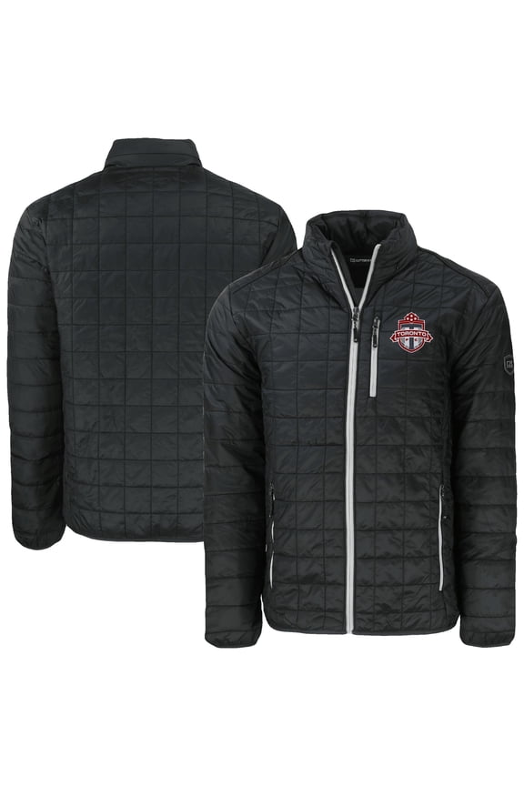 Men's-Cutter & Buck Black Toronto FC Rainier PrimaLoft Eco Insulated Full-Zip Puffer Jacket