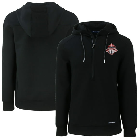 Men's-Cutter & Buck  Black Toronto FC Roam Eco Half-Zip Recycled Tri-Blend Hoodie Pullover Top