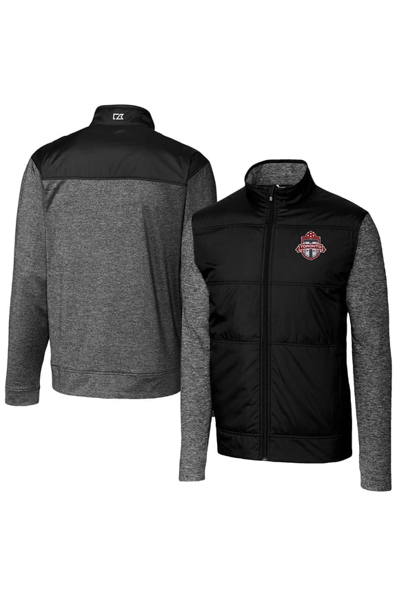 Men's-Cutter & Buck Black Toronto FC Stealth Hybrid Quilted Full-Zip Windbreaker Jacket