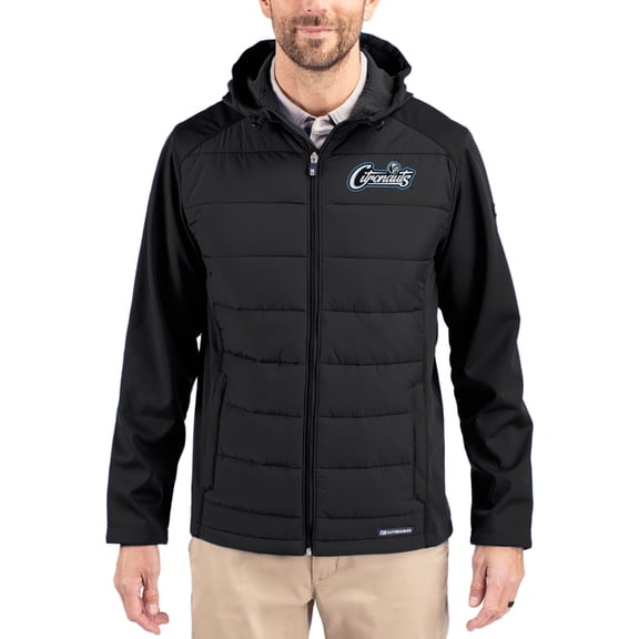 Men's Cutter & Buck Black UCF Knights Evoke Hybrid Eco Softshell Recycled Full Zip Hooded Jacket