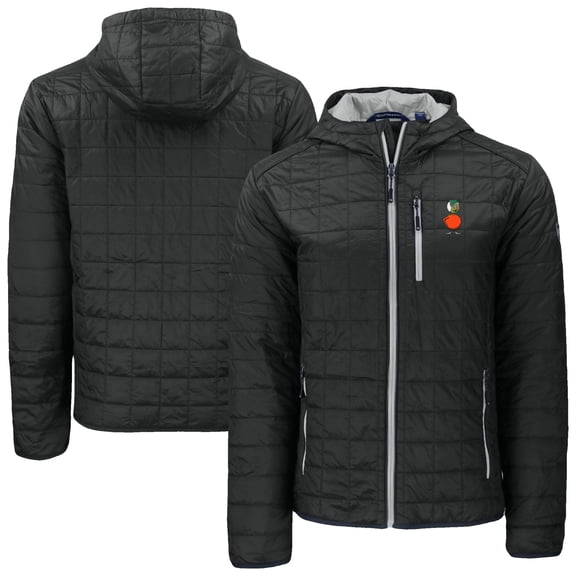 Men's-Cutter & Buck Black UCF Knights Rainier Eco PrimaLoft Hooded Full-Zip Jacket
