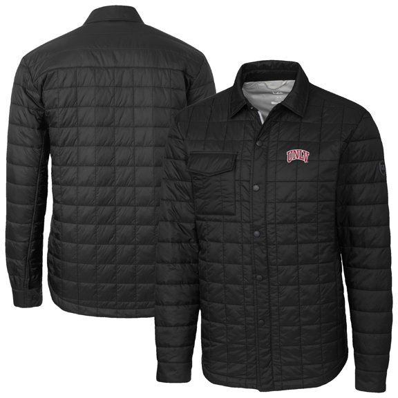 Men's-Cutter & Buck  Black UNLV Rebels Ranier Eco Insulated PrimaLoft Full-Snap Shacket