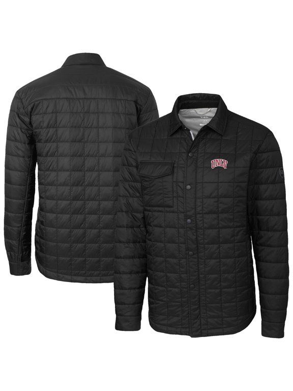 Men's-Cutter & Buck Black UNLV Rebels Ranier Eco Insulated PrimaLoft Full-Snap Shacket