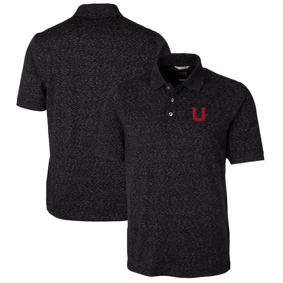 Men's Cutter & Buck Black Utah Utes Advantage Space Dye Tri-Blend Polo