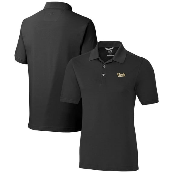 Men's Cutter & Buck  Black Vanderbilt Commodores Advantage Tri-Blend DryTec Pique Polo