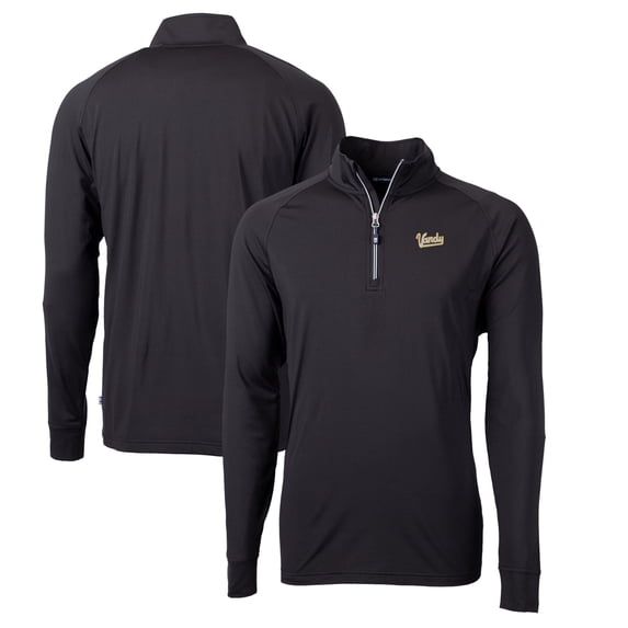 Men's Cutter & Buck Black Vanderbilt Commodores Big & Tall Adapt Eco Knit Stretch Recycled Raglan Quarter-Zip DryTec Top