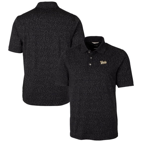Men's Cutter & Buck Black Vanderbilt Commodores Vault Advantage Tri-Blend Space Dye Polo