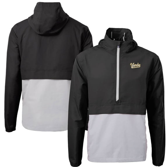 Men's Cutter & Buck Black Vanderbilt Commodores Vault Charter Eco Recycled Half-Zip Anorak Jacket