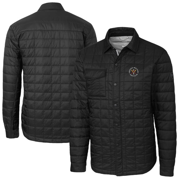 Men's-Cutter & Buck  Black Virginia Military Institute Keydets Ranier Eco Insulated PrimaLoft Full-Snap Shacket