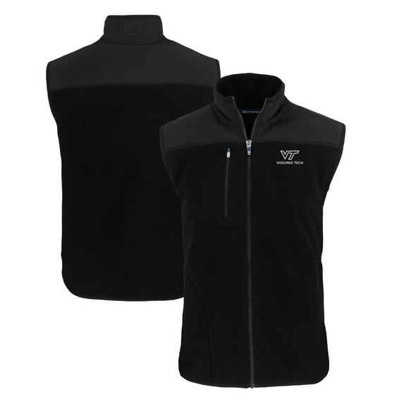 Men's Cutter & Buck Black Virginia Tech Hokies Cascade Eco Sherpa Fleece Full-Zip Vest