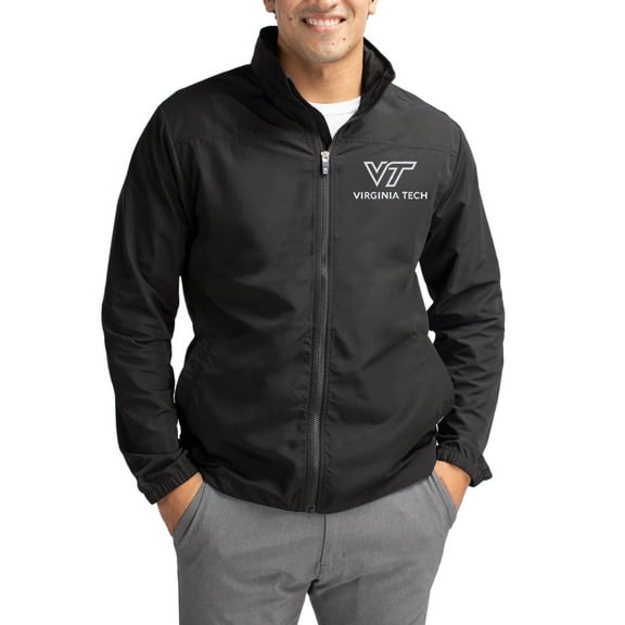 Men's Cutter & Buck Black Virginia Tech Hokies Charter Eco Recycled Full-Zip Jacket