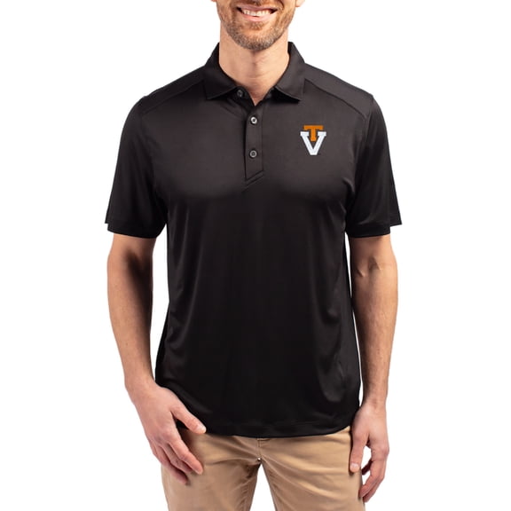 Men's-Cutter & Buck Black Virginia Tech Hokies Forge Eco Stretch Recycled Polo