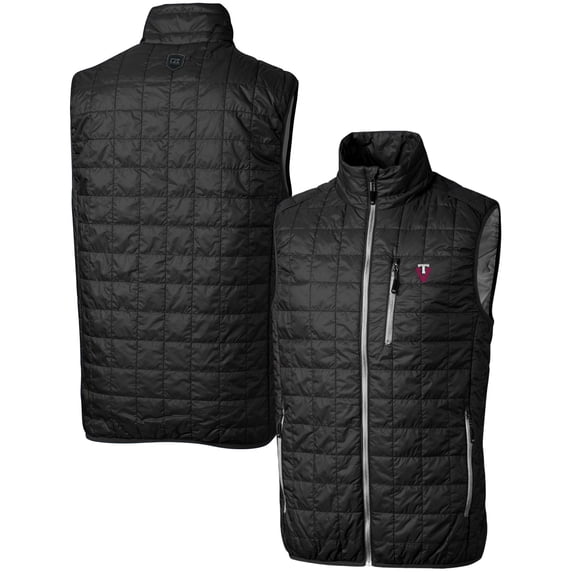 Men's Cutter & Buck Black Virginia Tech Hokies Team Logo Big & Tall Rainier PrimaLoft Eco Insulated Full-Zip Puffer Vest