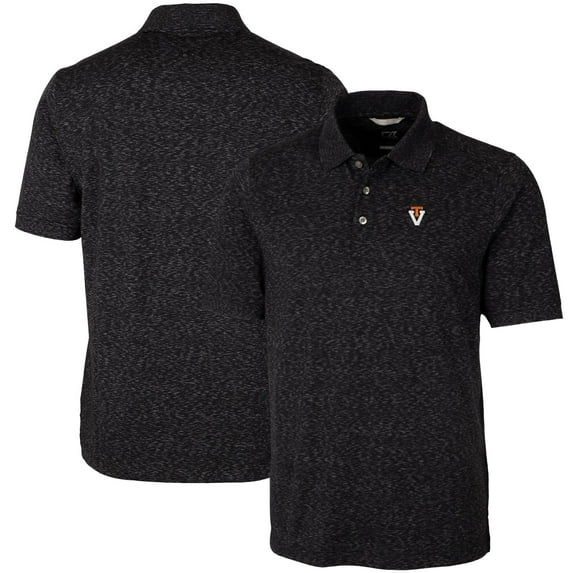 Men's Cutter & Buck Black Virginia Tech Hokies Vault Advantage Tri-Blend Space Dye Big & Tall Polo
