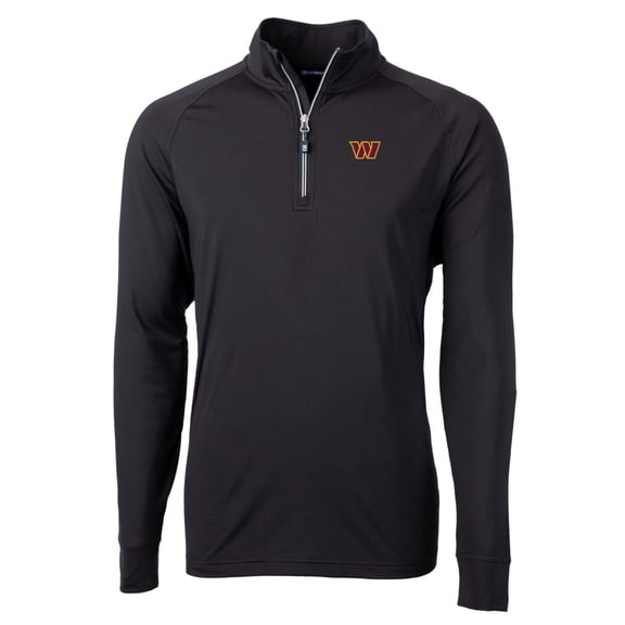 Men's Cutter & Buck Black Washington Commanders Big & Tall Adapt Eco Knit Stretch Quarter-Zip Pullover Jacket
