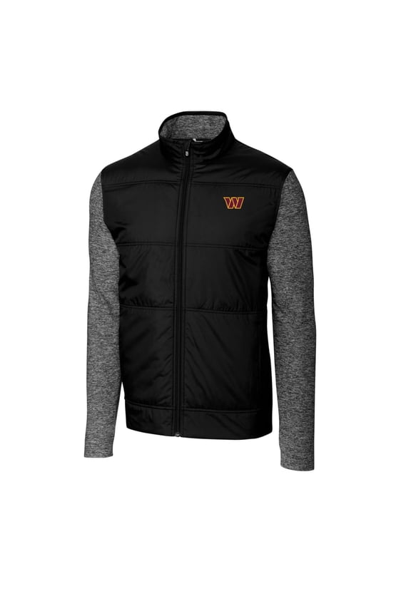 Men's Cutter & Buck Black Washington Commanders Big & Tall Stealth Quilted Full-Zip Windbreaker Jacket