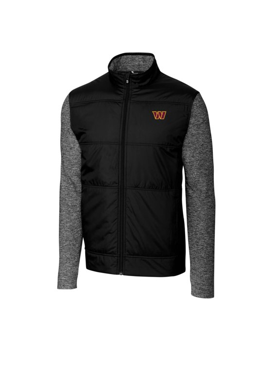 Men's Cutter & Buck Black Washington Commanders Big & Tall Stealth Quilted Full-Zip Windbreaker Jacket