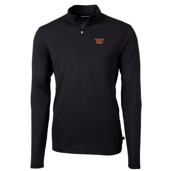 Men's Cutter & Buck Black Washington Commanders Big & Tall Virtue Eco Pique Quarter-Zip Pullover Jacket
