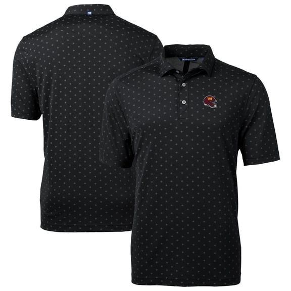 Men's Cutter & Buck Black Washington Commanders Big & Tall Virtue Eco Pique Tile Print Recycled Polo