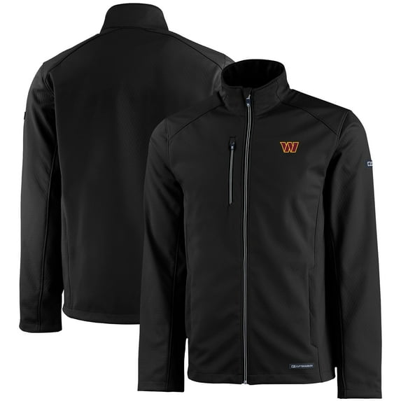 Men's Cutter & Buck Black Washington Commanders Evoke Eco Softshell Recycled Full-Zip Jacket