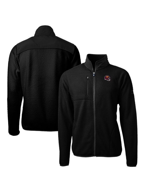 Men's Cutter & Buck Black Washington Commanders Helmet Cascade Eco Sherpa Fleece Full-Zip Jacket