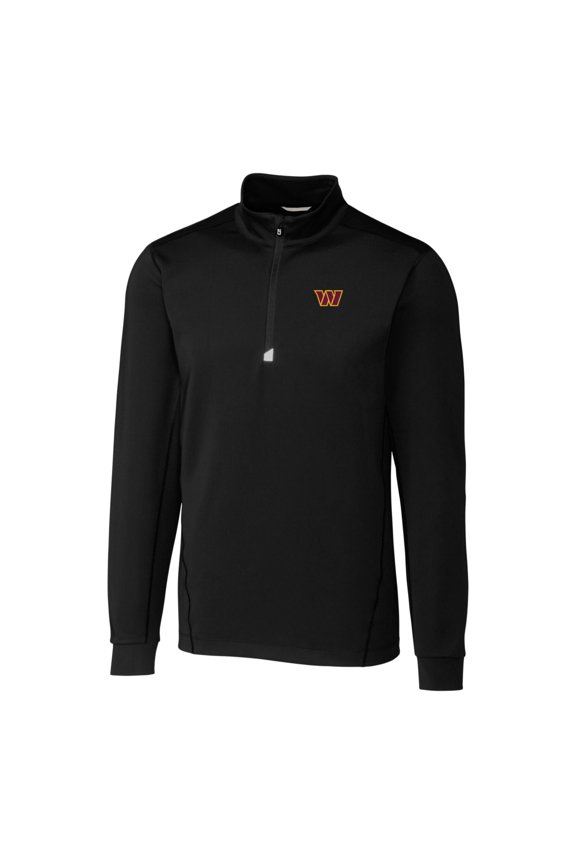 Men's Cutter & Buck Black Washington Commanders Traverse Stretch Quarter-Zip Pullover Jacket