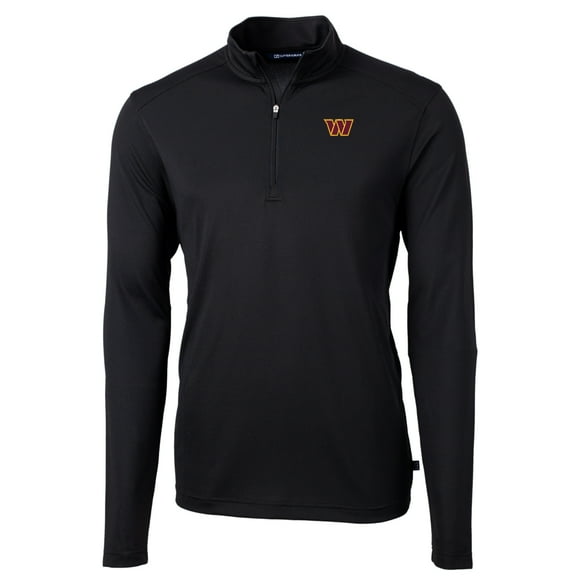 Men's Cutter & Buck Black Washington Commanders Virtue Eco Pique Half-Zip Pullover Jacket