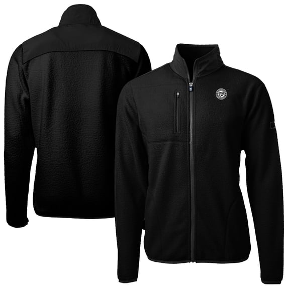Men's Cutter & Buck Black Washington Nationals Cascade Eco Fleece Full-Zip Sweatshirt