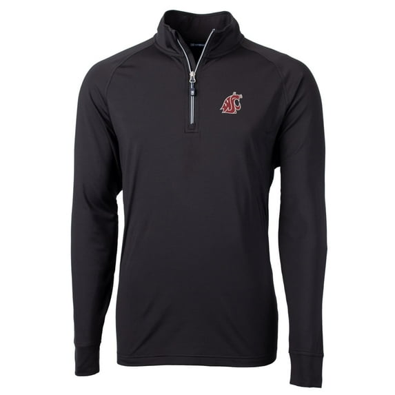 Men's Cutter & Buck Black Washington State Cougars Big & Tall Adapt Eco Knit Quarter-Zip Pullover Jacket