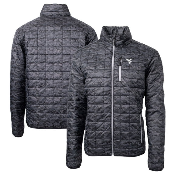 Men's Cutter & Buck Black West Virginia Mountaineers Rainier Primaloft Eco Full-Zip Hooded Jacket