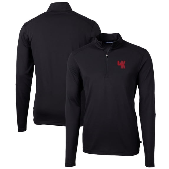 Men's Cutter & Buck Black Western Kentucky Hilltoppers Team Big & Tall Virtue Eco Pique Recycled Quarter-Zip Pullover