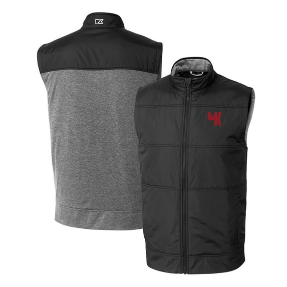 Men's Cutter & Buck Black Western Kentucky Hilltoppers Vault Stealth Hybrid Quilted Full-Zip Windbreaker Vest