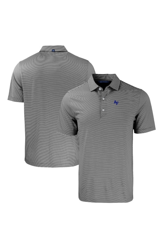 Men's Cutter & Buck  Black/White Air Force Falcons Forge Eco Double Stripe Stretch Recycled Polo