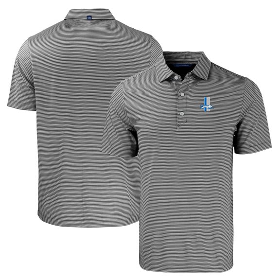 Men's Cutter & Buck Black/White Detroit Lions Throwback Forge Eco Double Stripe Stretch Recycled Polo