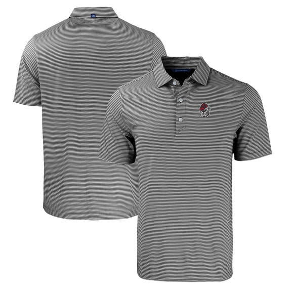 Men's Cutter & Buck Black/White Georgia Bulldogs Forge Eco Double Stripe Stretch Recycled Polo