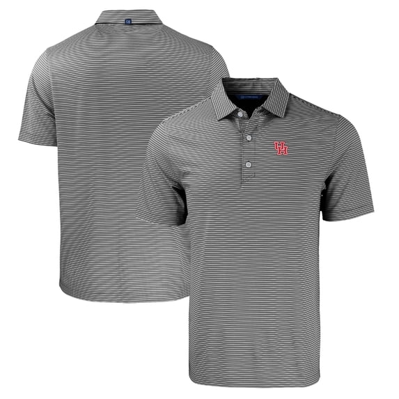 Men's Cutter & Buck Black/White Houston Cougars Big & Tall Forge Eco Double Stripe Stretch Recycled Polo