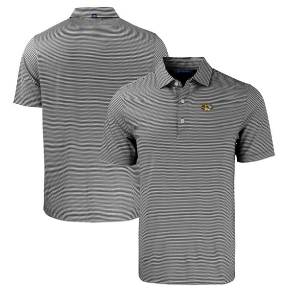 Men's Cutter & Buck Black/White Missouri Tigers Forge Eco Double Stripe Stretch Recycled Polo