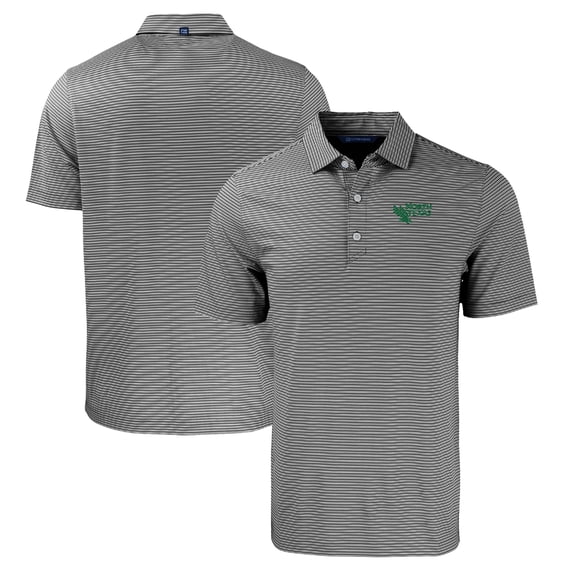 Men's Cutter & Buck Black/White North Texas Mean Green Big & Tall Forge Eco Double Stripe Stretch Recycled Polo