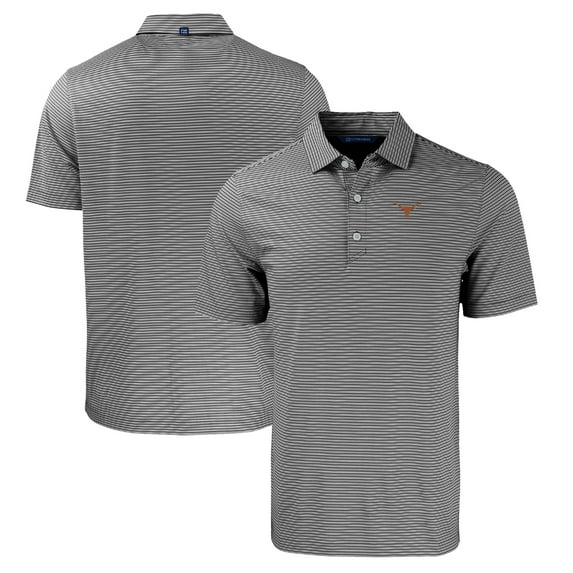 Men's Cutter & Buck Black/White Texas Longhorns Forge Eco Double Stripe Stretch Recycled Polo