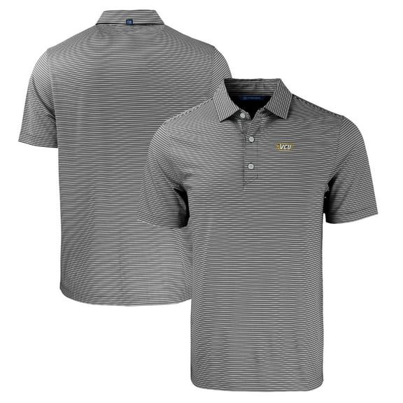 Men's Cutter & Buck Black/White VCU Rams Forge Eco Double Stripe Stretch Recycled Polo