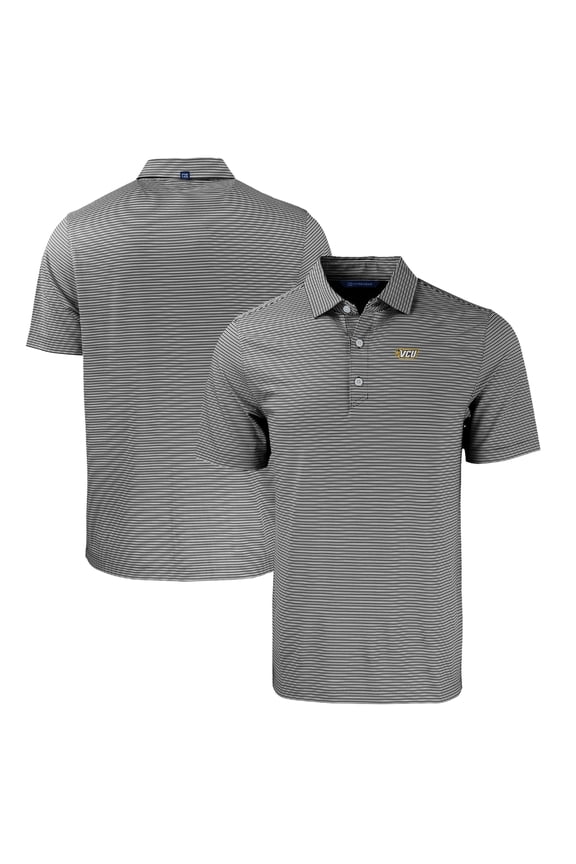 Men's Cutter & Buck Black/White VCU Rams Forge Eco Double Stripe Stretch Recycled Polo