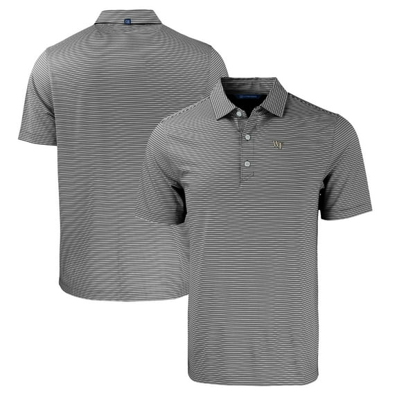 Men's Cutter & Buck Black/White Wake Forest Demon Deacons Big & Tall Forge Eco Double Stripe Stretch Recycled Polo