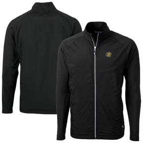 Men's Cutter & Buck Black Wichita State Shockers Adapt Eco Knit Hybrid Recycled Full-Zip Jacket